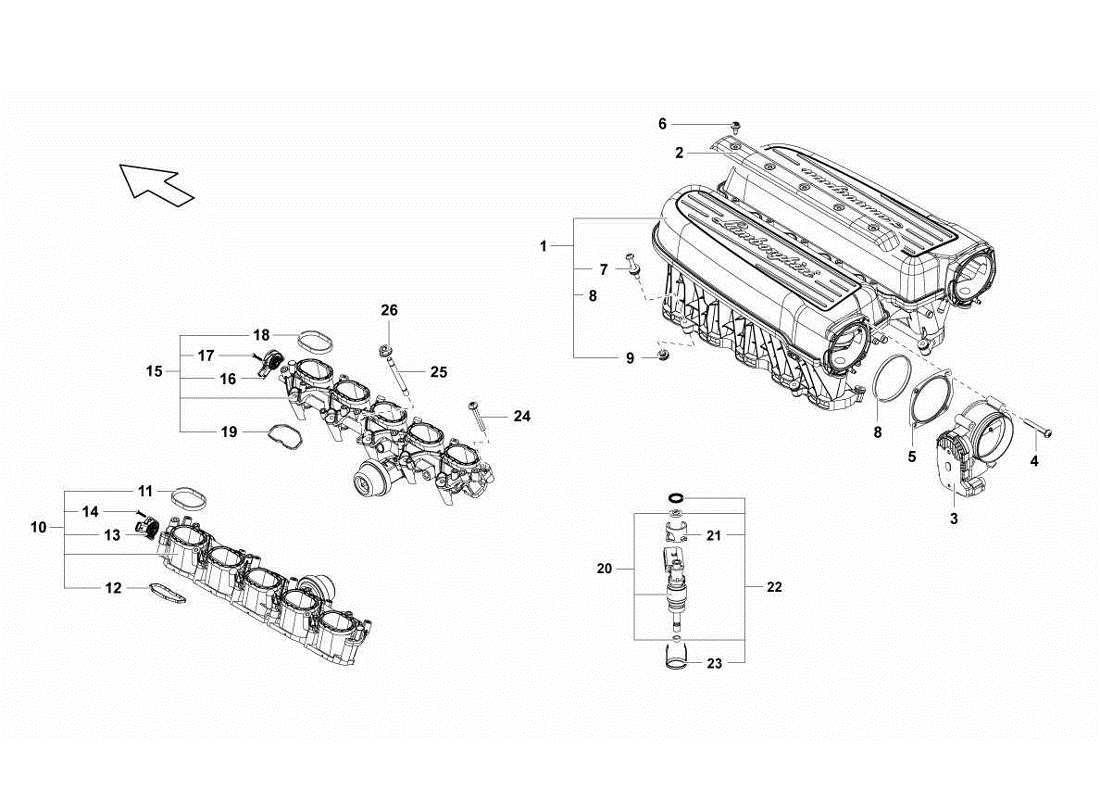 Lamborghini Gallardo LP570-4s Perform INTAKE MANIFOLD Parts Diagram