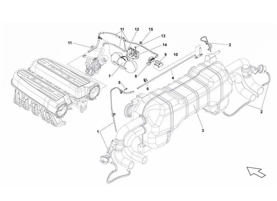 Lamborghini Gallardo LP570-4s Perform Exhaust System Parts Diagram