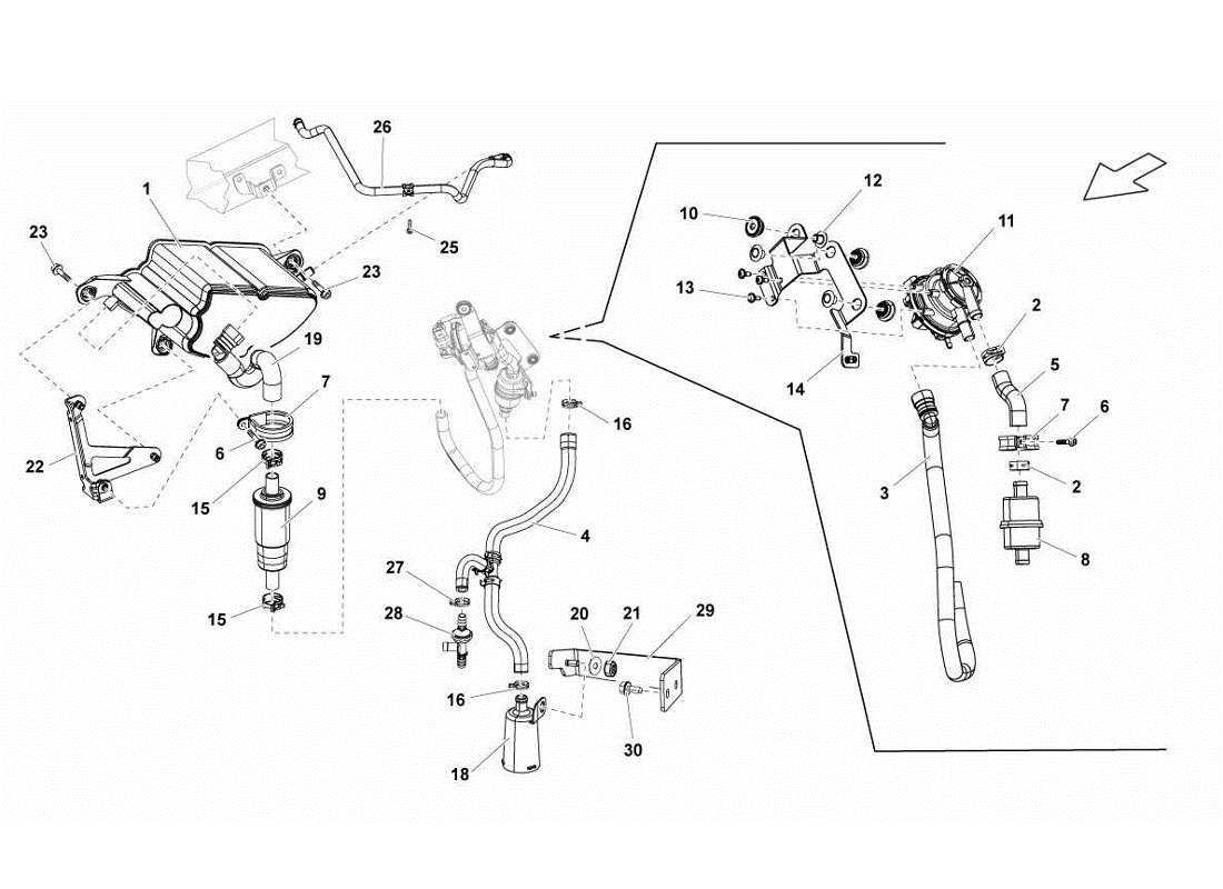 Lamborghini Gallardo LP570-4s Perform VAPOR FILTER Parts Diagram