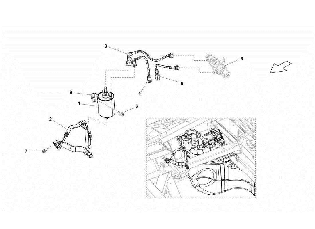 Lamborghini Gallardo LP570-4s Perform FUEL FILTER Parts Diagram