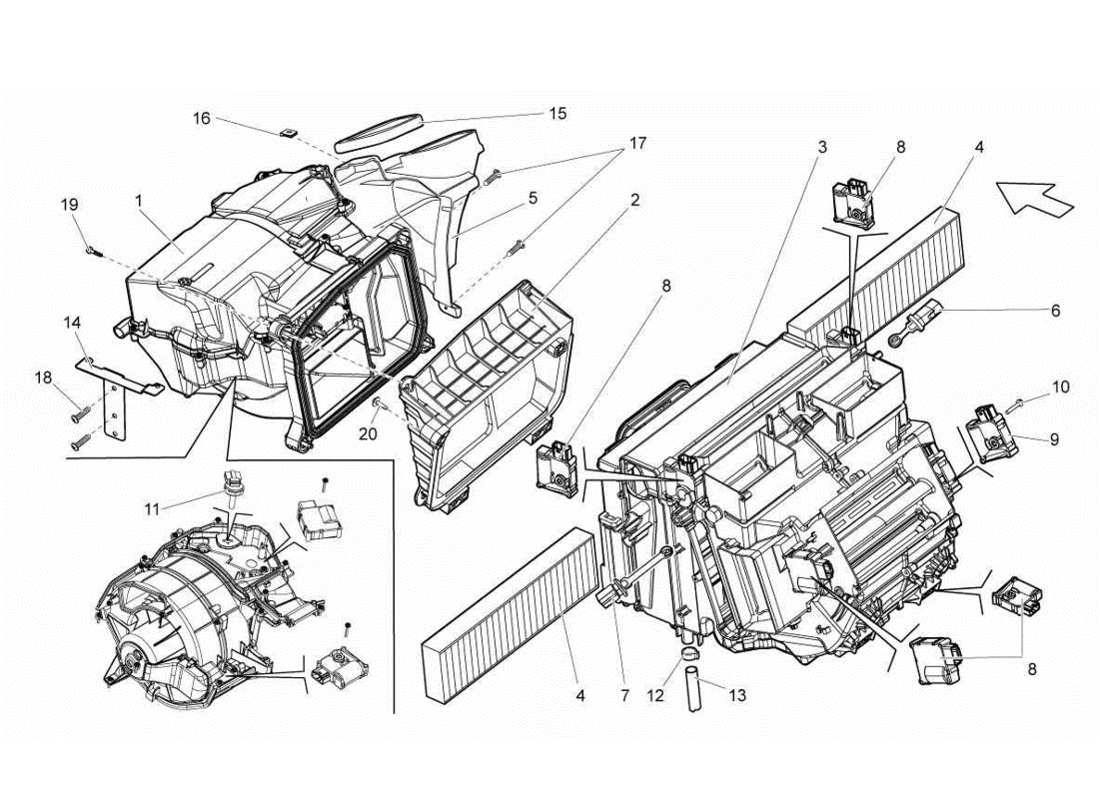 Lamborghini Gallardo LP570-4s Perform air conditioning system Parts Diagram