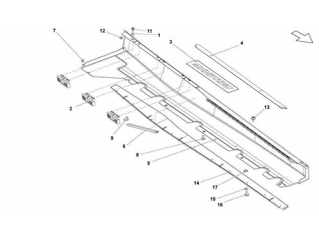 Lamborghini Gallardo LP570-4s Perform External Side Member Parts Diagram