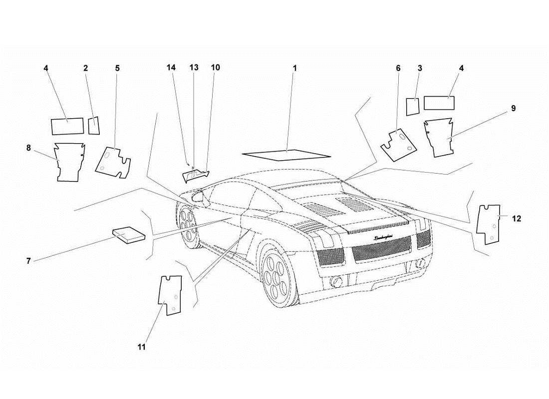 Lamborghini Gallardo LP570-4s Perform Insulations And Soundproofing Parts Diagram