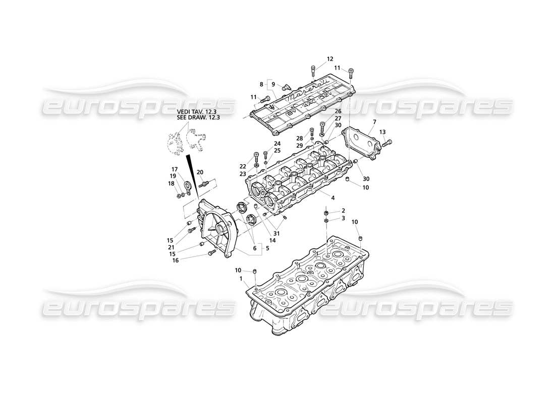 Maserati QTP V8 Evoluzione Cylinders Heads, LH Frame Part Diagram