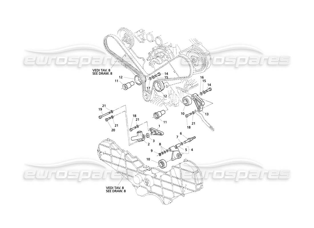 Maserati QTP V8 Evoluzione timing control Parts Diagram