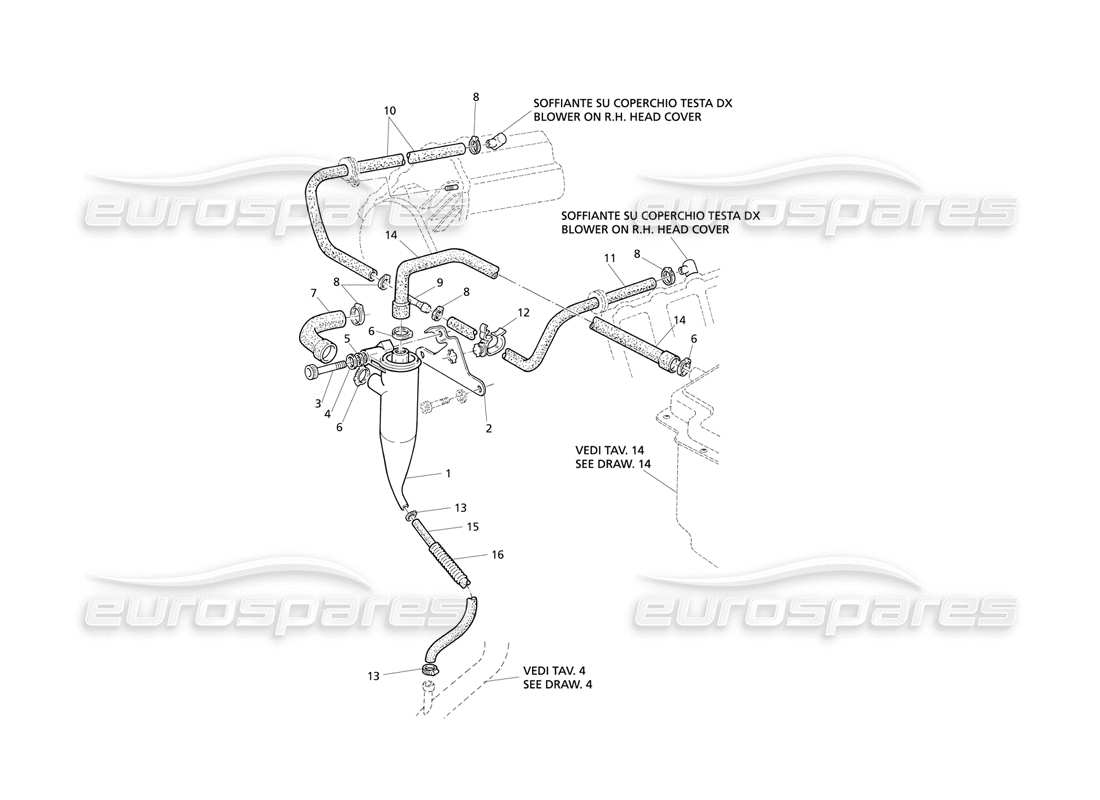 Maserati QTP V8 Evoluzione Oil Vapour Recovery Parts Diagram