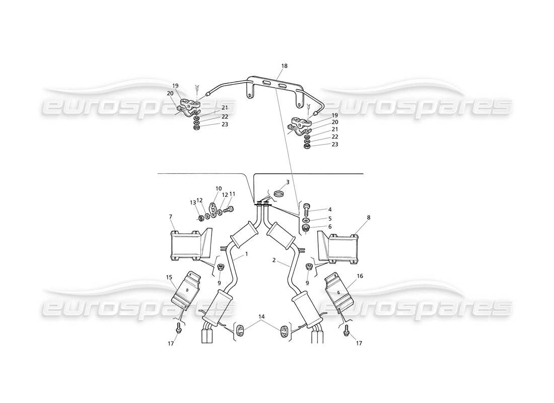 Maserati QTP V8 Evoluzione Rear Exhaust System Part Diagram