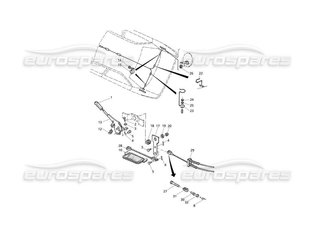 Maserati QTP V8 Evoluzione Handbrake Control 2 Parts Diagram