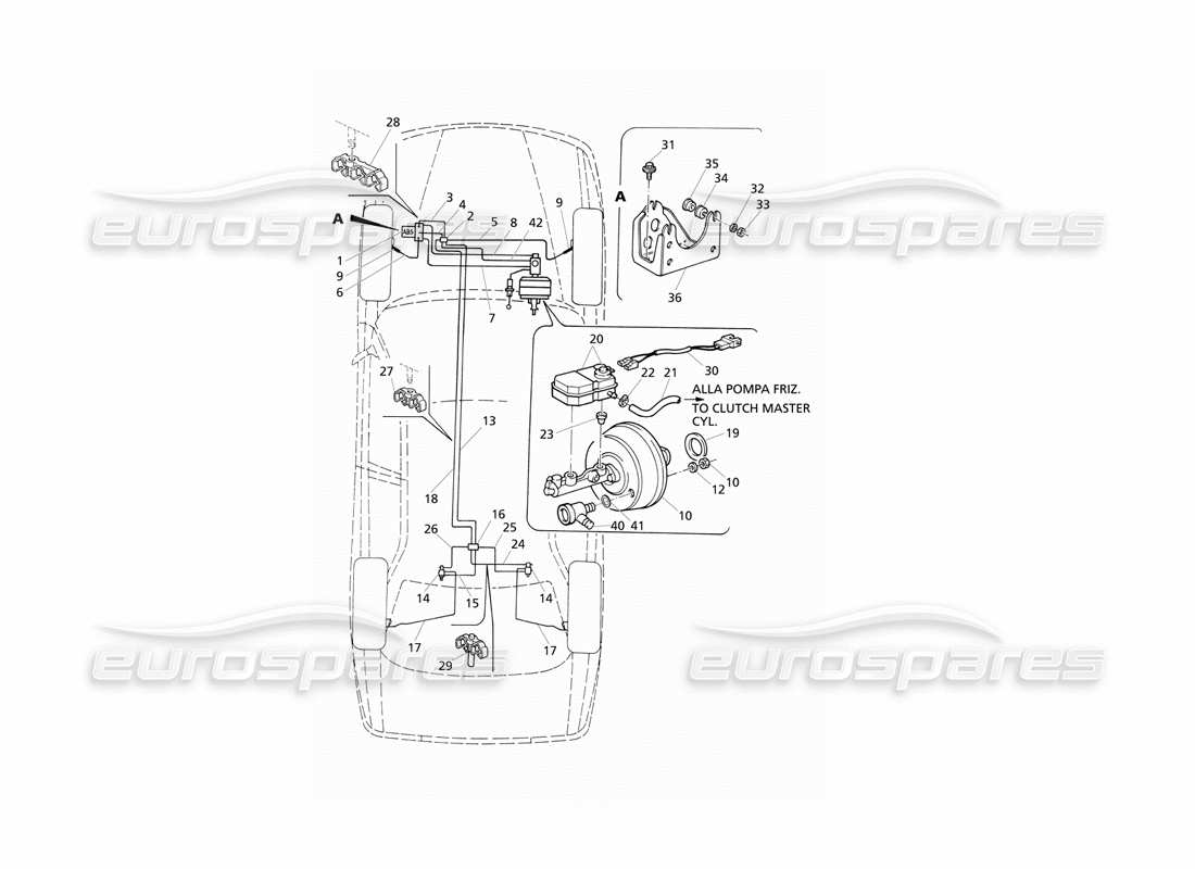 Maserati QTP V8 Evoluzione ABS Hydraulic Brake Lines (RHD) Parts Diagram