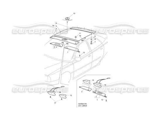 a part diagram from the Maserati Quattroporte (1996-2001) parts catalogue