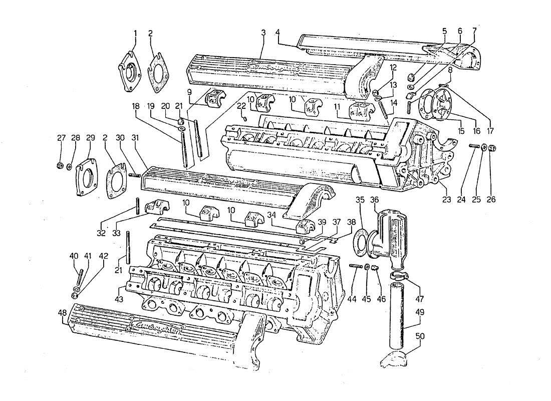 Lamborghini Jarama TESTA CILINDRI Part Diagram