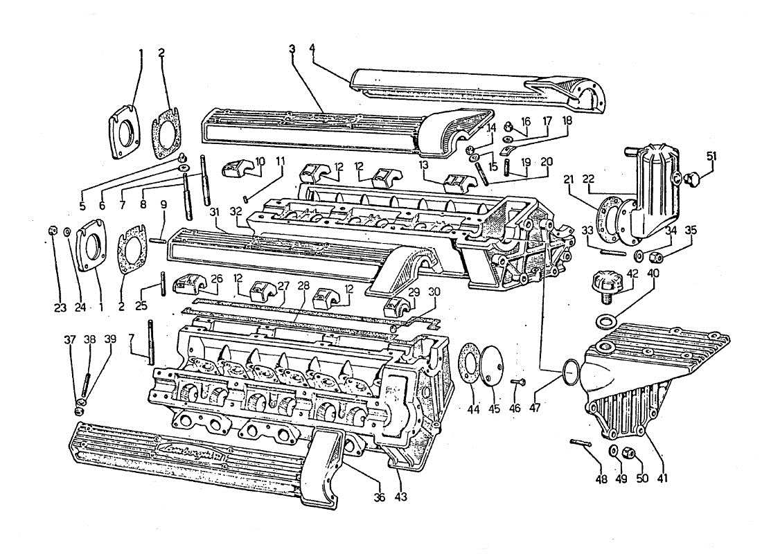 Lamborghini Jarama TESTA CILINDRI Parts Diagram