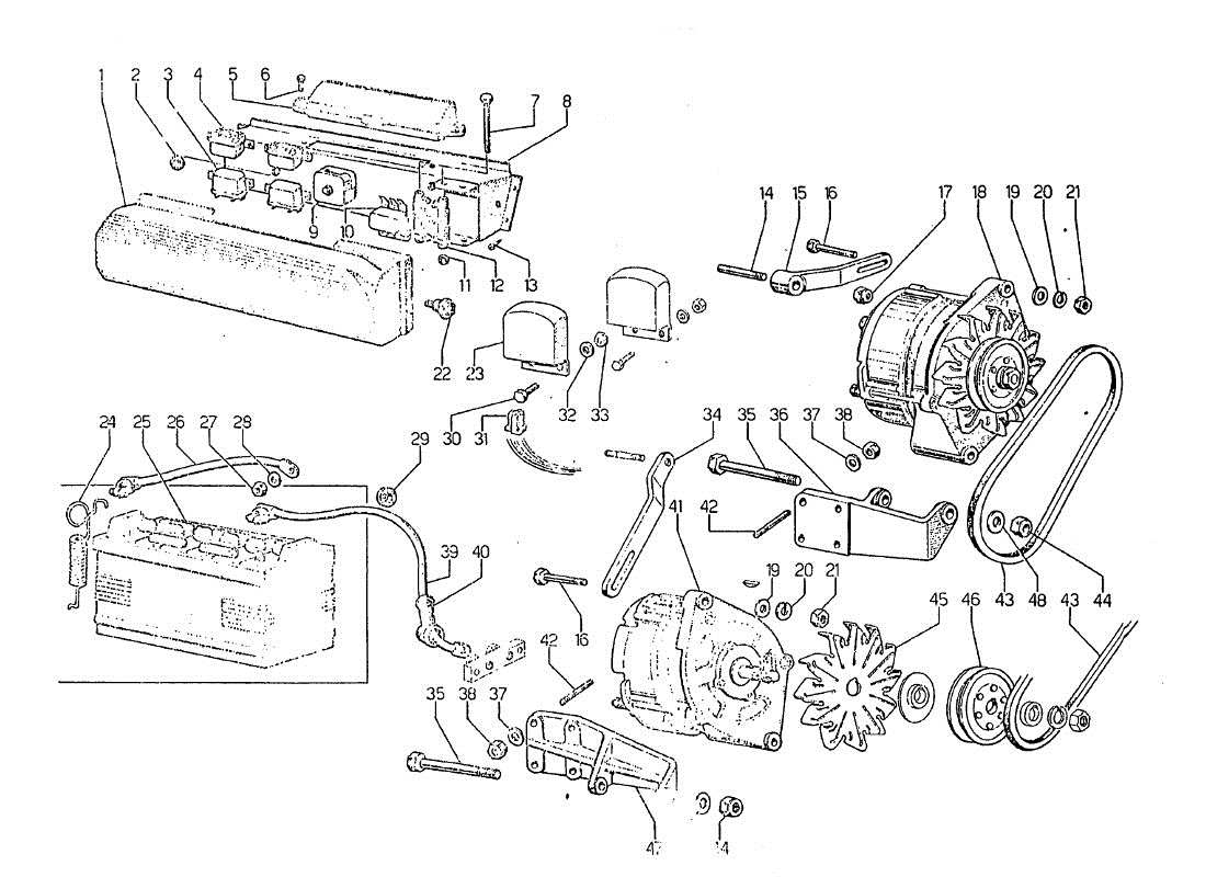 Lamborghini Jarama Electrical system Parts Diagram
