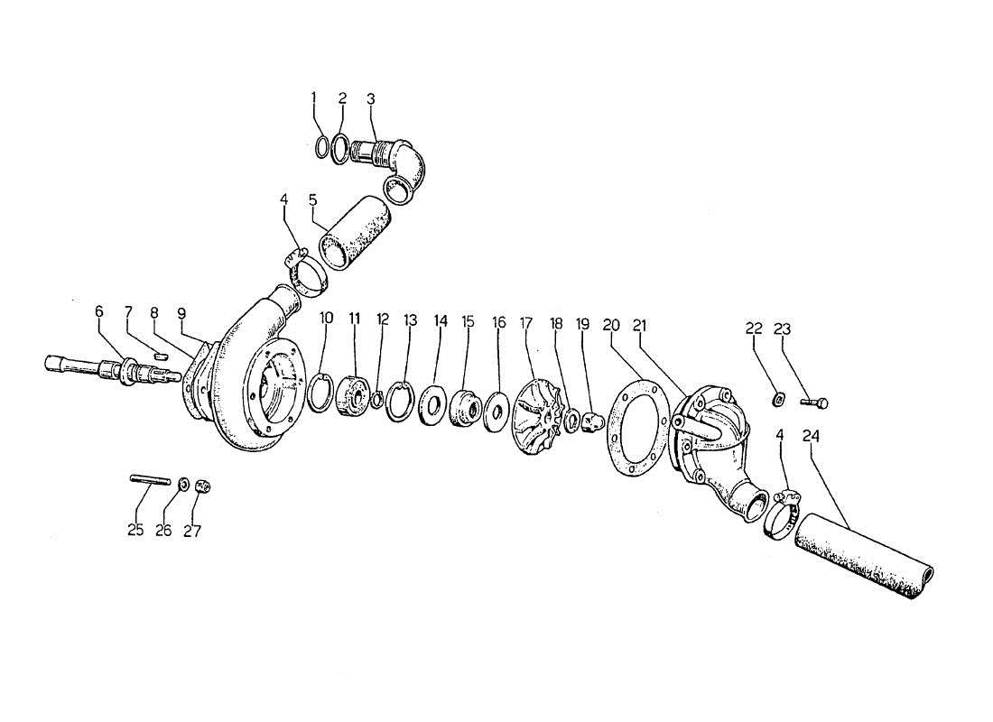 Lamborghini Jarama Water pump Parts Diagram