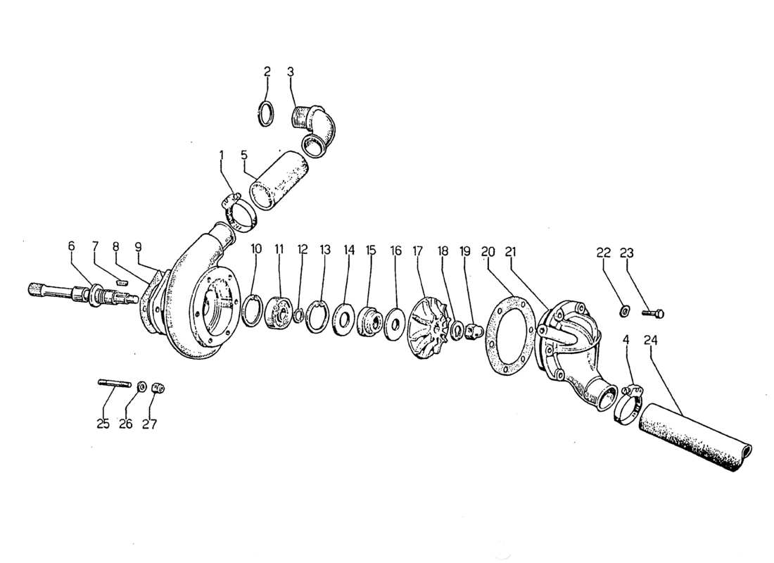 Lamborghini Jarama Water pump Part Diagram