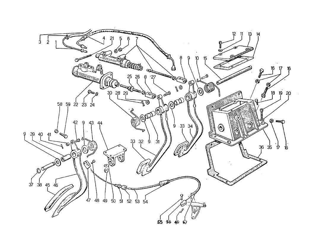 Lamborghini Jarama Pedal board Parts Diagram