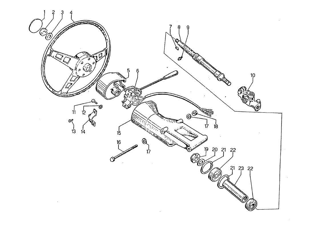 Lamborghini Jarama Steering command Part Diagram