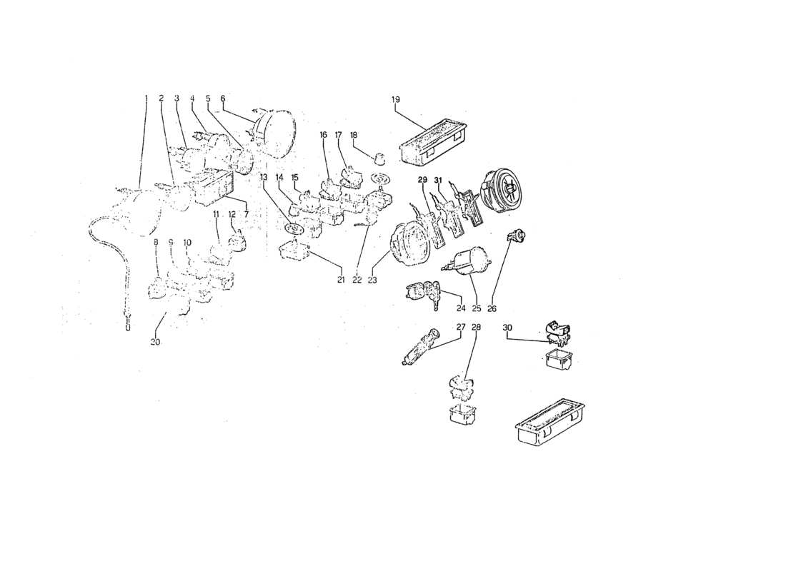 Lamborghini Jarama Instrumentation Dashboard Part Diagram