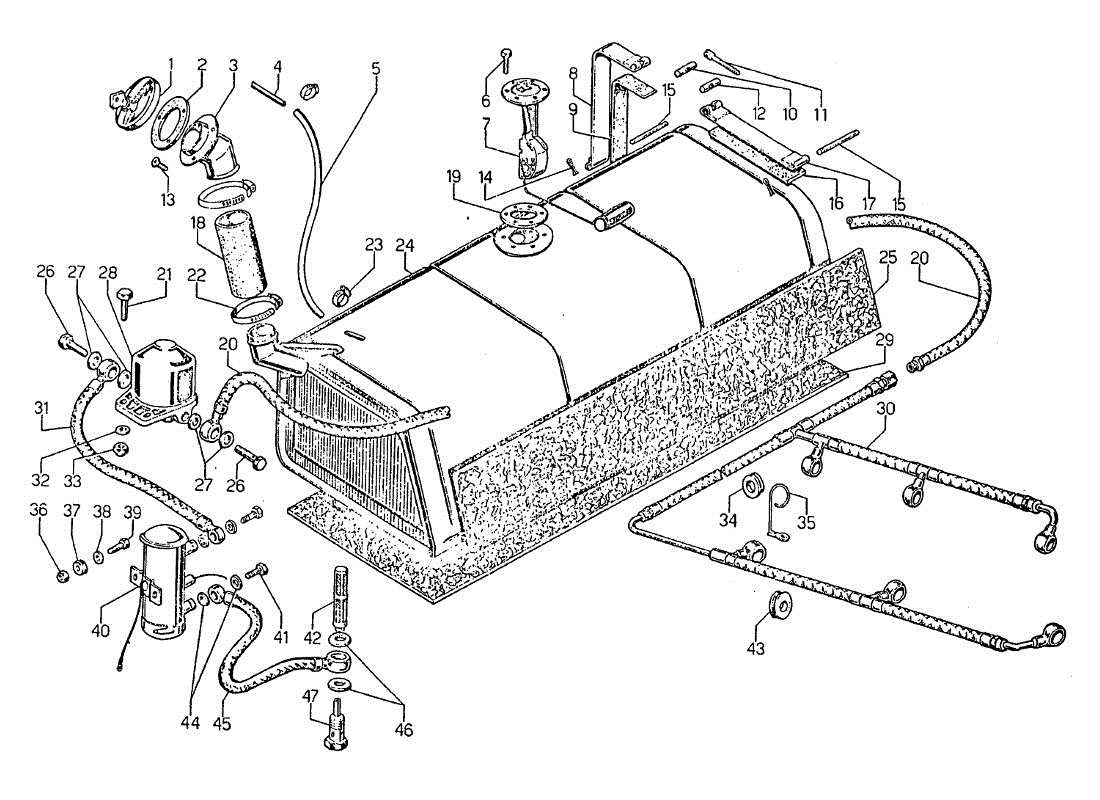 Lamborghini Jarama Petrol system Part Diagram