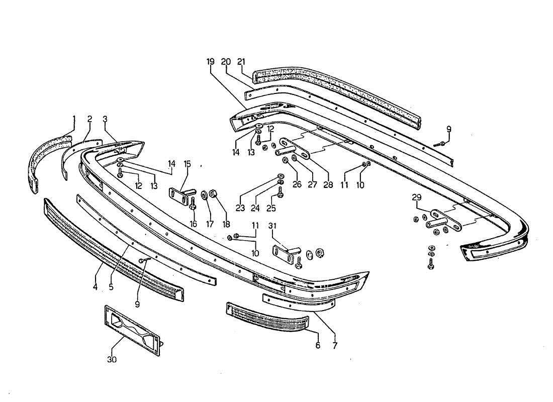 Lamborghini Jarama Front and rear bumpers Parts Diagram