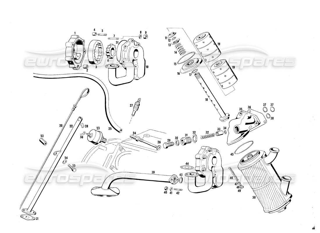 Maserati Mexico oil pump and filter Parts Diagram