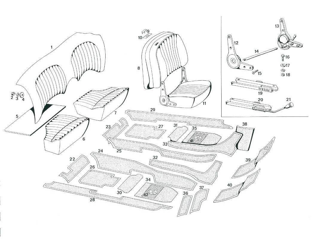 Maserati Mexico Seats and Upholstery Part Diagram