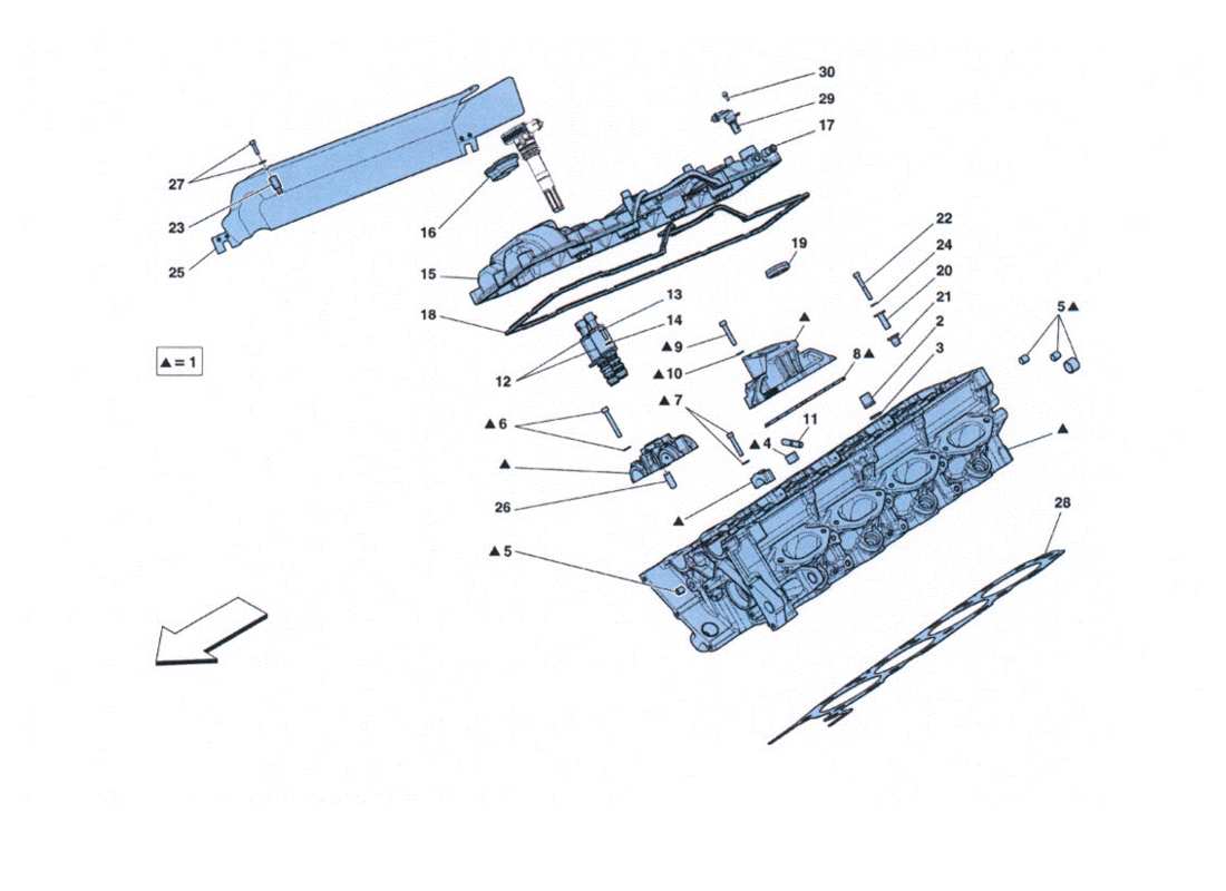 Ferrari 458 Challenge testa cilindri destra Parts Diagram