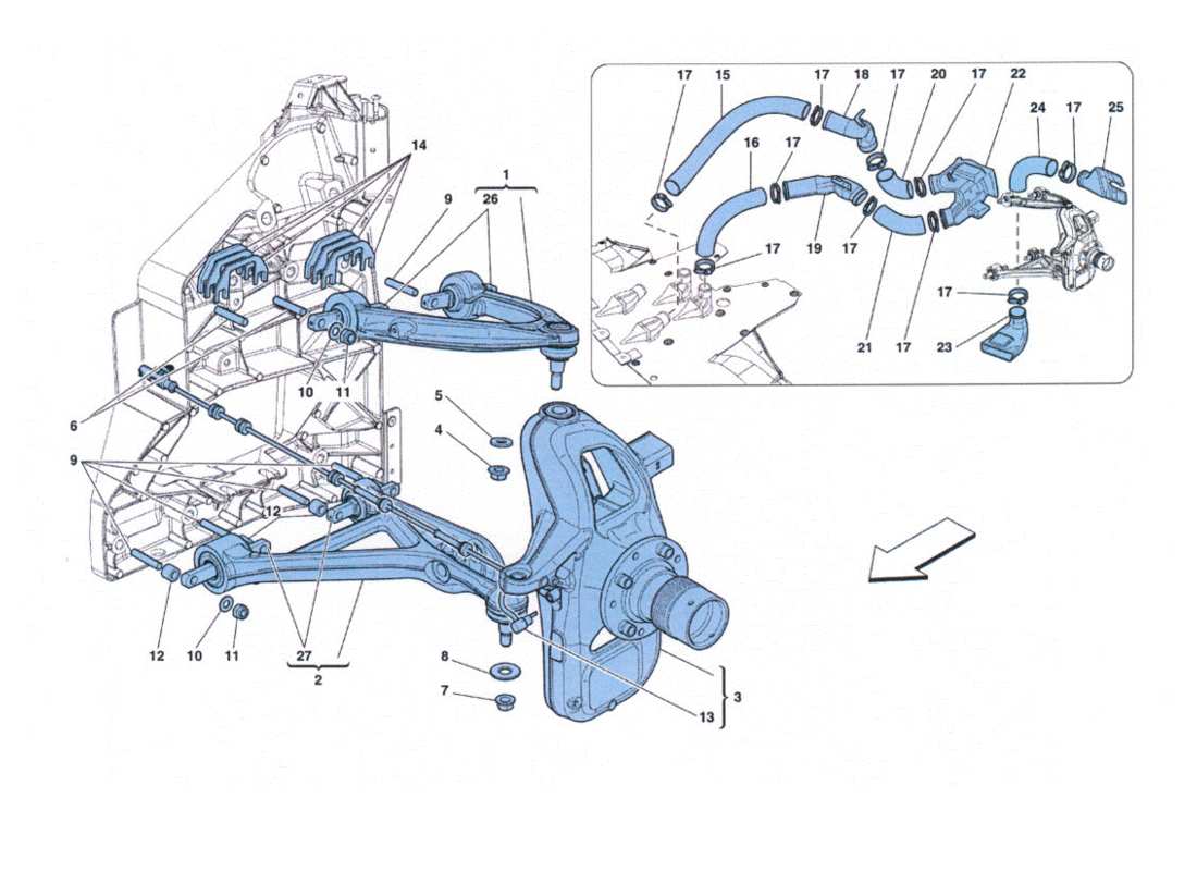 Ferrari 458 Challenge Sospensione Anteriore - Leve Parts Diagram