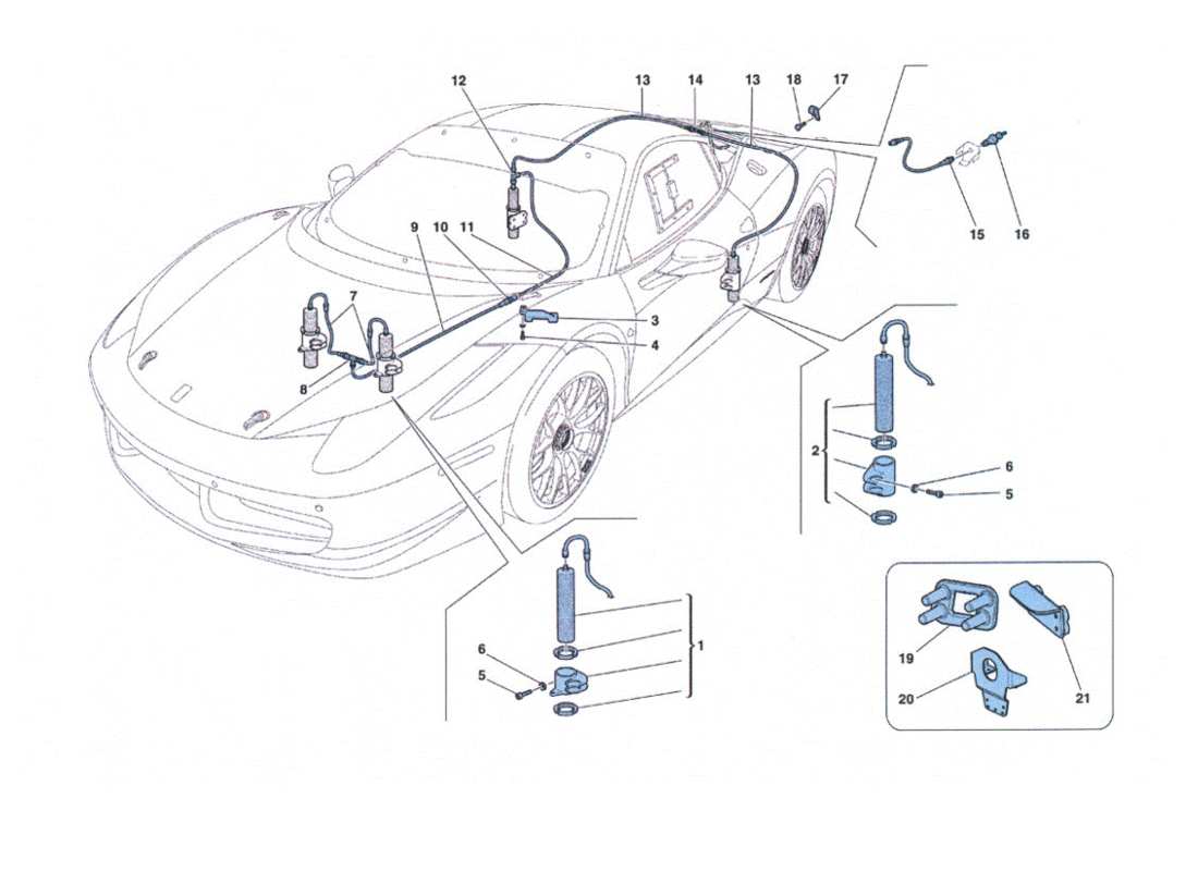 Ferrari 458 Challenge Car lifting system Parts Diagram