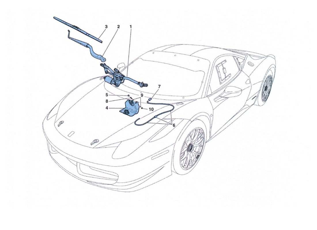 Ferrari 458 Challenge Windscreen wiper Parts Diagram