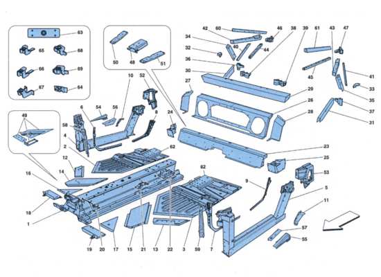 a part diagram from the Ferrari 458 Challenge parts catalogue