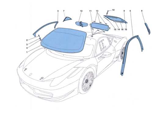 a part diagram from the Ferrari 458 Challenge parts catalogue