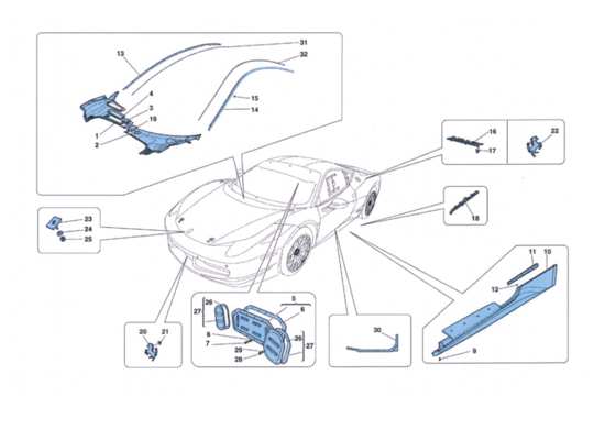 a part diagram from the Ferrari 458 parts catalogue