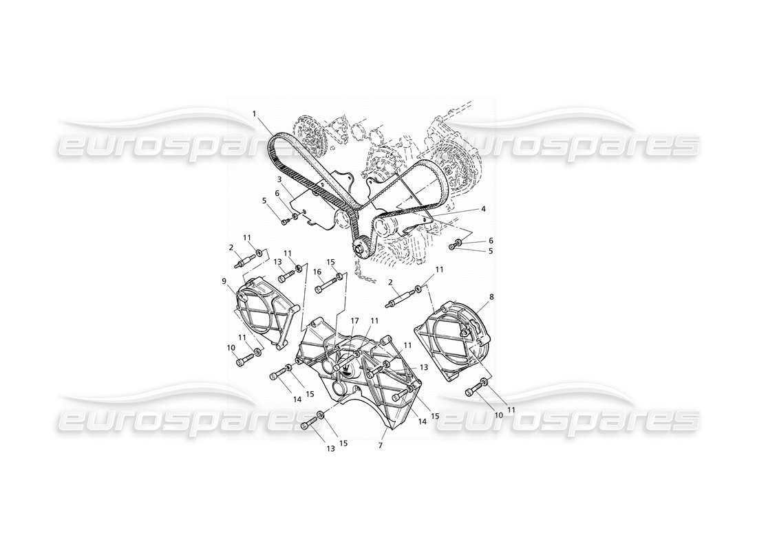 Maserati QTP V6 Evoluzione timing command and covers Parts Diagram