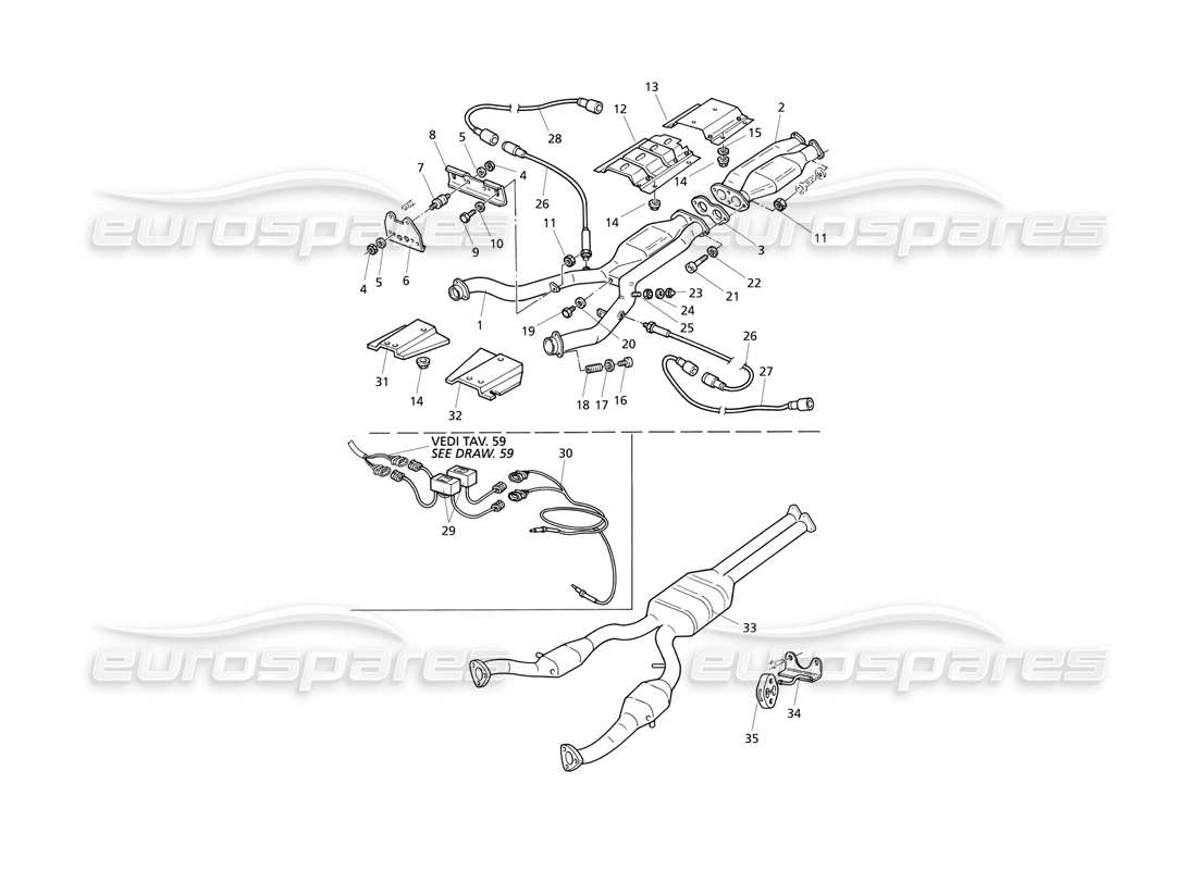 Maserati QTP V6 Evoluzione Front Exhaust System Parts Diagram
