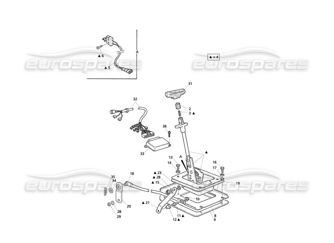 Maserati QTP V6 Evoluzione Automatic Transmission Outside Controls Part Diagram