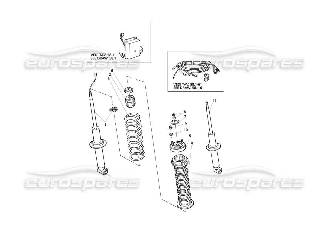 Maserati QTP V6 Evoluzione REAR SHOCK ABSORBER Part Diagram