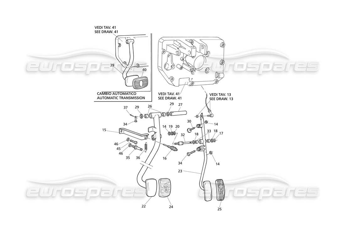 Maserati QTP V6 Evoluzione Brake and Accelerator Pedals Parts Diagram