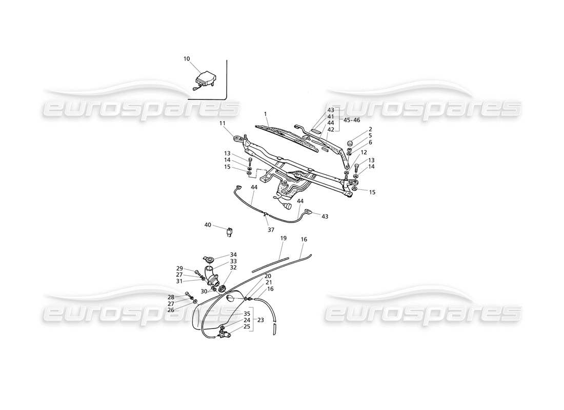 Maserati QTP V6 Evoluzione Windscreen Wiper and Washer Part Diagram