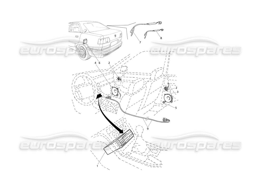 Maserati QTP V6 Evoluzione Sound Systems Parts Diagram
