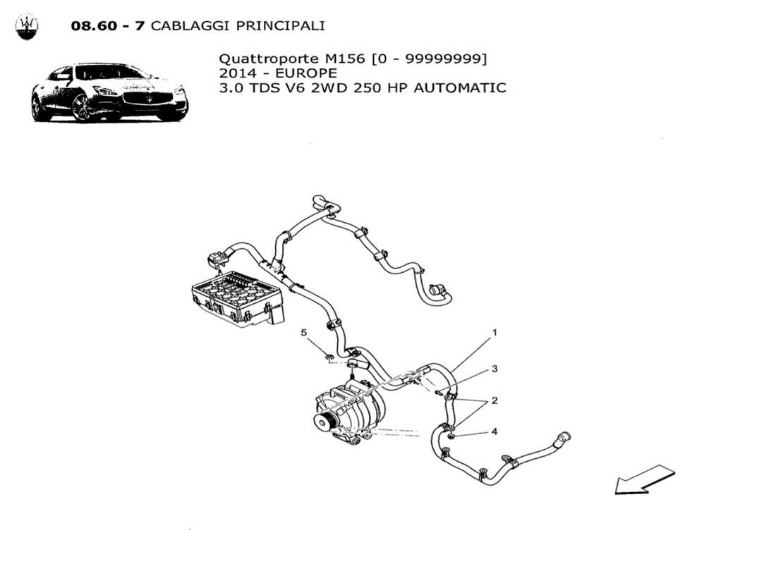 Maserati QTP. V6 3.0 TDS 250bhp 2014 main wiring Part Diagram