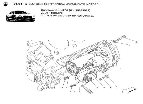 a part diagram from the Maserati Quattroporte M156 (2014 onwards) parts catalogue