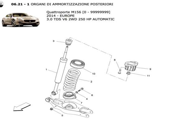 a part diagram from the Maserati Quattroporte M156 (2014 onwards) parts catalogue