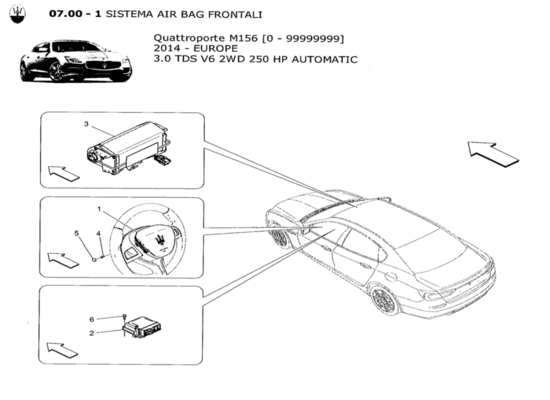 a part diagram from the Maserati Quattroporte M156 (2014 onwards) parts catalogue