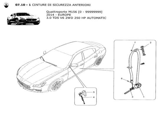 a part diagram from the Maserati Quattroporte M156 (2014 onwards) parts catalogue