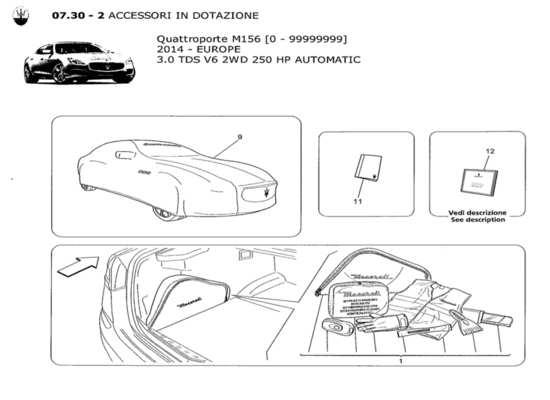 a part diagram from the Maserati QTP. V6 3.0 TDS 250bhp 2014 parts catalogue