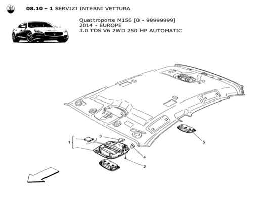 a part diagram from the Maserati Quattroporte M156 (2014 onwards) parts catalogue