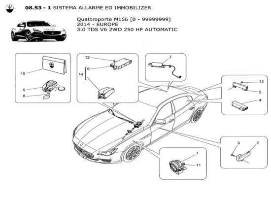 a part diagram from the Maserati Quattroporte M156 (2014 onwards) parts catalogue