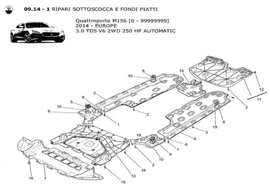 a part diagram from the Maserati Quattroporte M156 (2014 onwards) parts catalogue