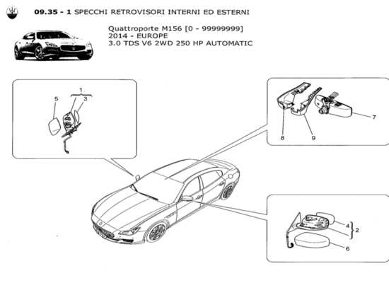 a part diagram from the Maserati Quattroporte M156 (2014 onwards) parts catalogue